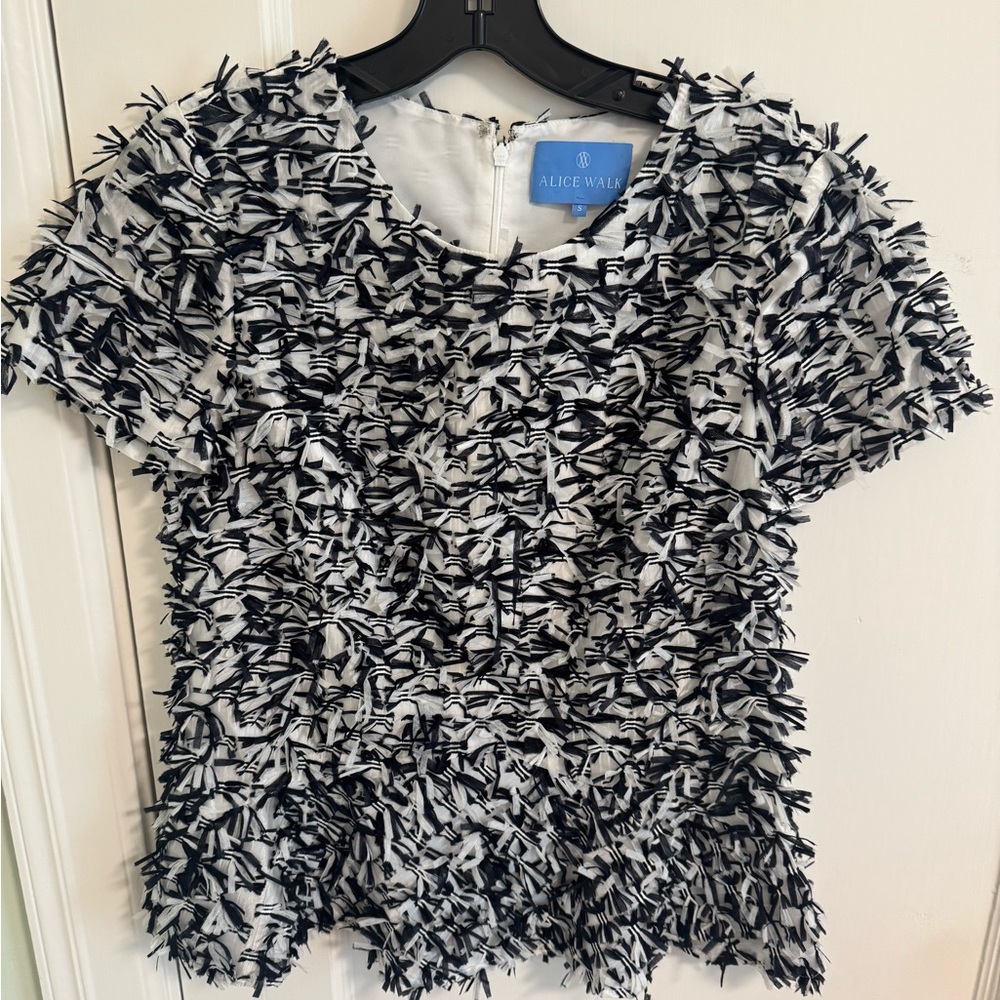 Alice Walk Custom Made Small Black & White Peplum Top
